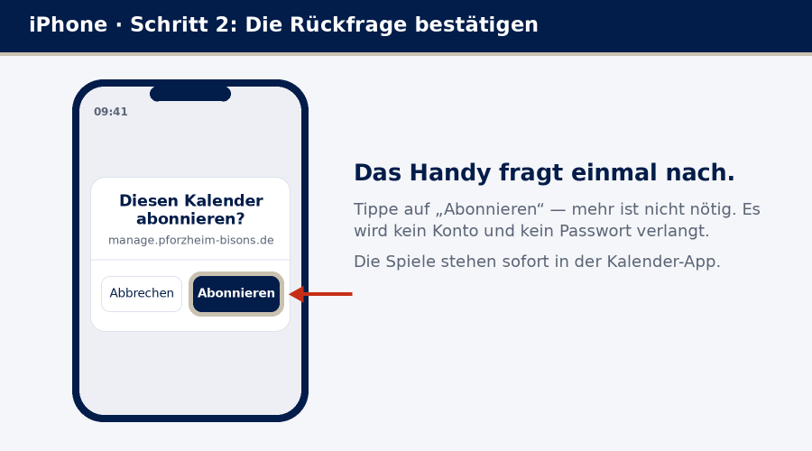 Die Rückfrage des iPhones: „Diesen Kalender abonnieren?"