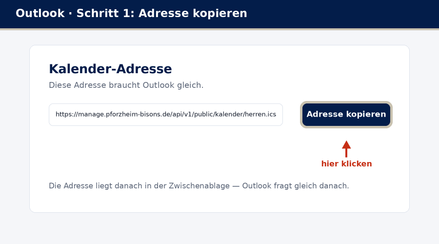 Die Adresse des Kalenders kopieren