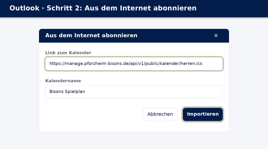In Outlook: „Aus dem Internet abonnieren"